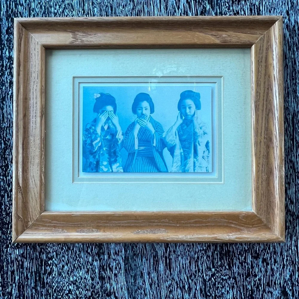 See No Evil, Hear No Evil, Speak No Evil monochromatic framed